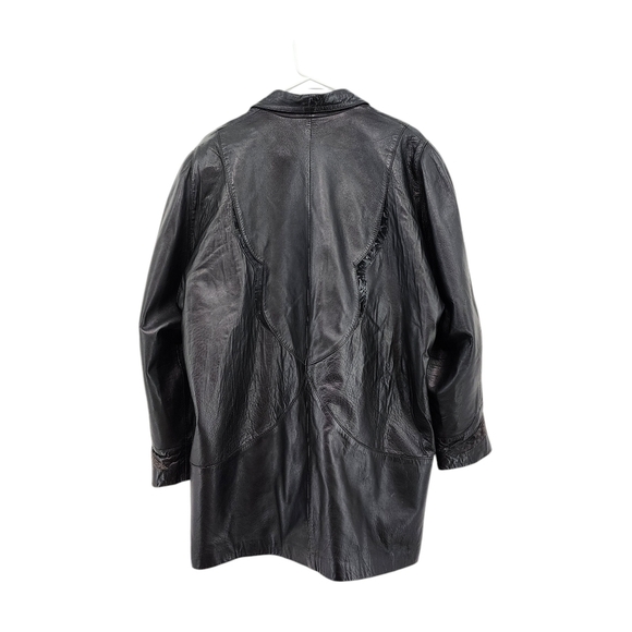 Men's 100% Piel Leather Vintage Button Front Moto Jacket - M - Picture 7 of 9